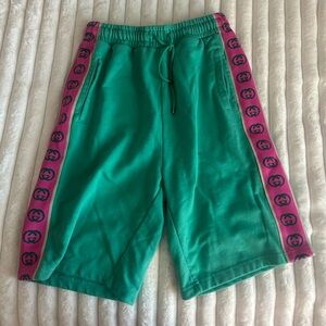 Authentic teal and pink pineapple Gucci sweatshorts